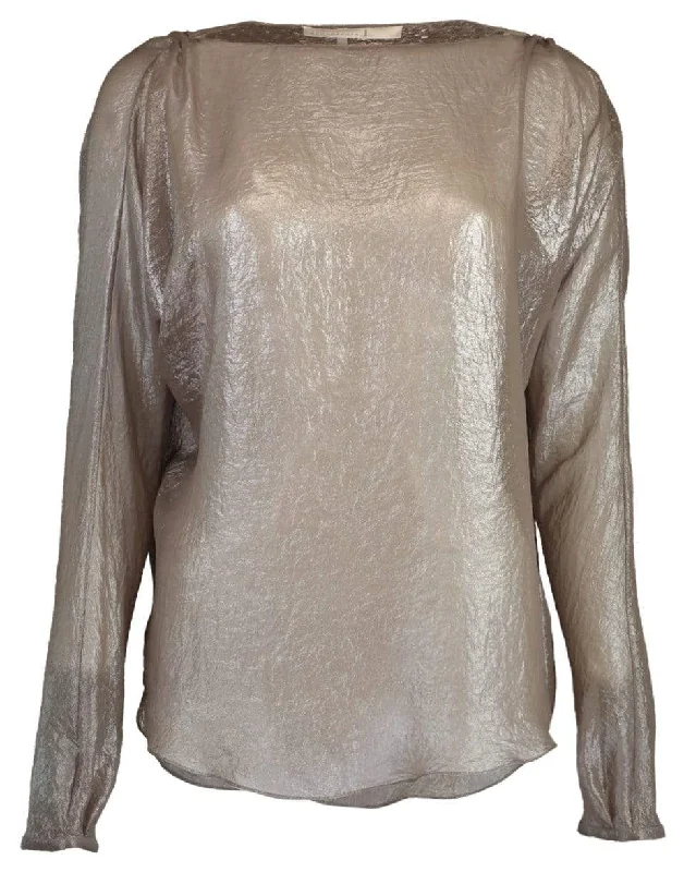 Long Sleeve Metallic Blouse