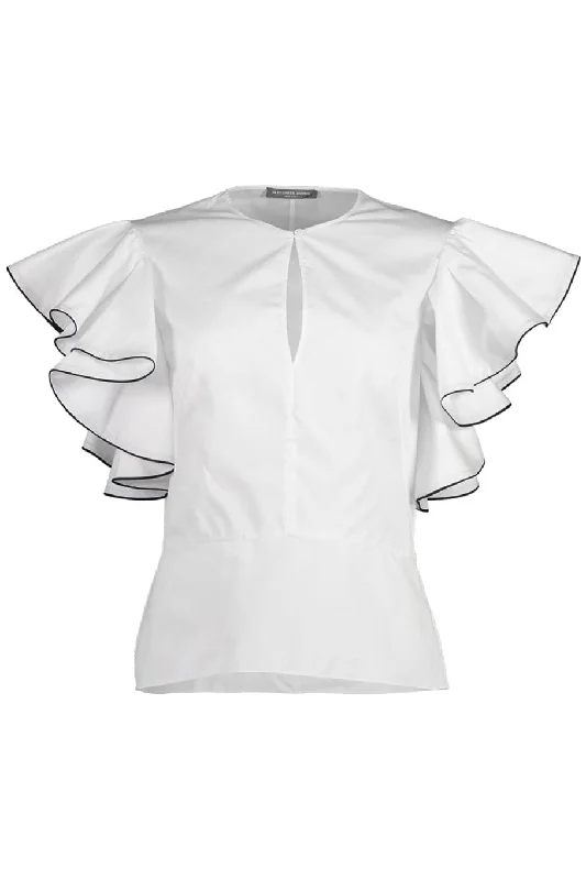 Ruffle Blouse with Piping