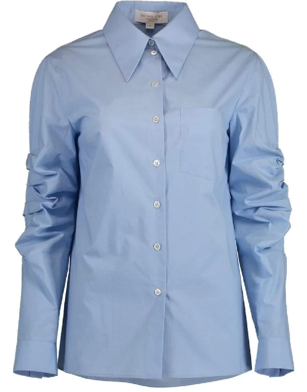 Ruched Sleeve Button Down Shirt