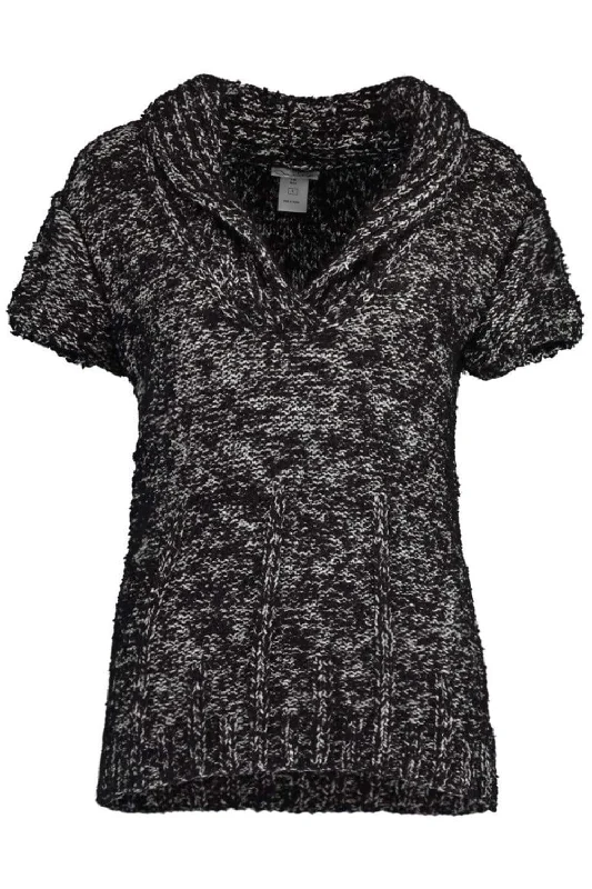 Cap Sleeve V-Neck Tweed Pullover