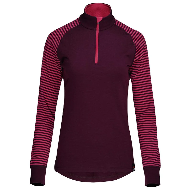 Womens Merino 200 Long Sleeve Zip Neck (Wine/Fuchsia)