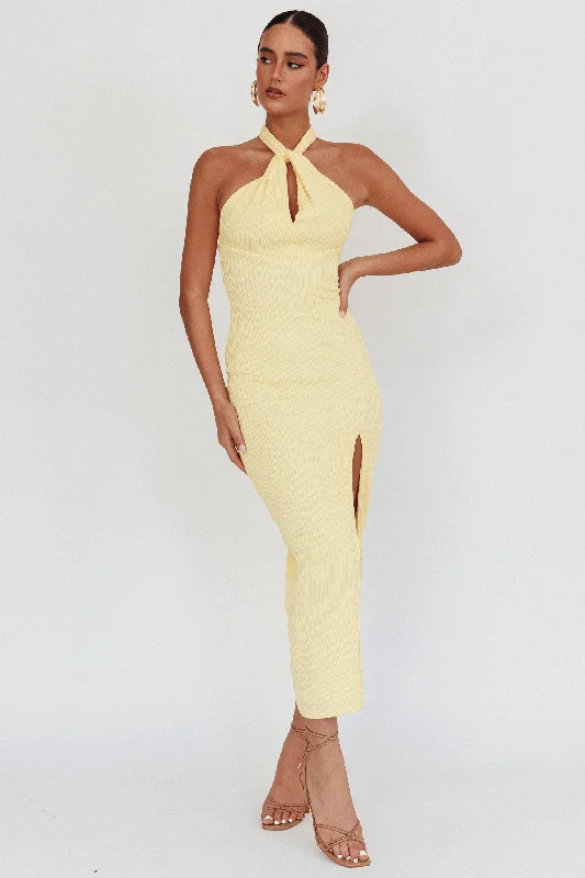 Oracle Halterneck Midi Dress Lemon