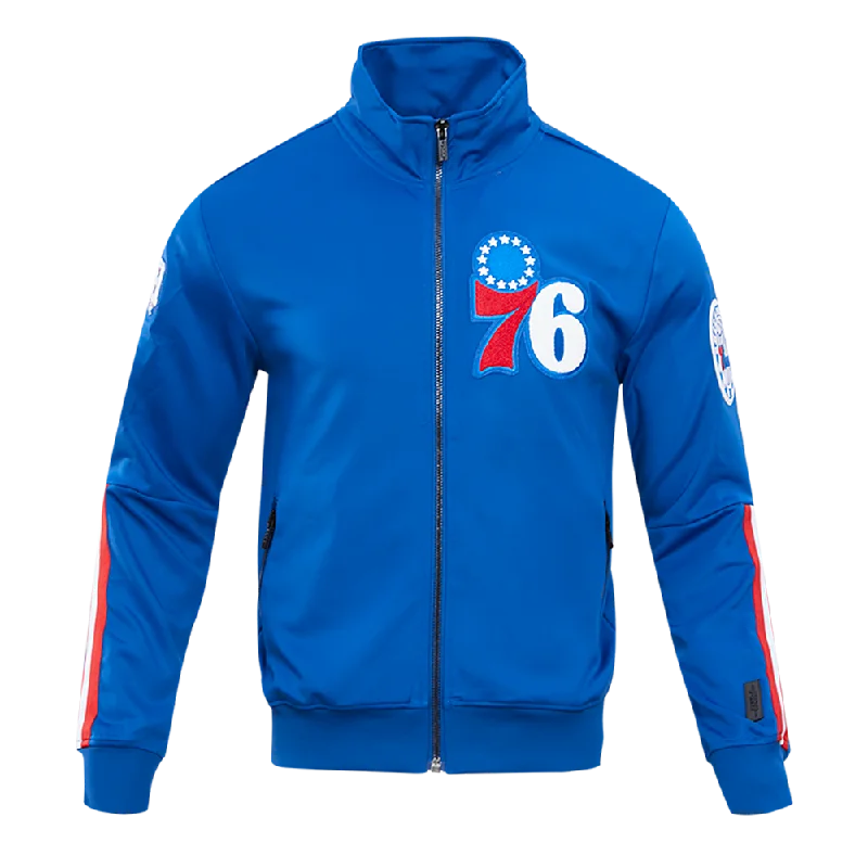 NBA PHILADELPHIA 76ers CLASSIC MEN'S DOUBLE KNIT TRACK JACKET (ROYAL BLUE)