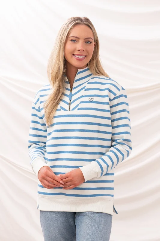 Coral Jersey - Marine Blue Stripe