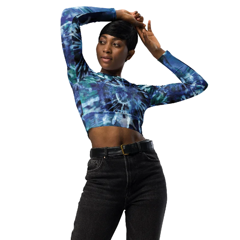 SHE REBEL - Brilliant Blue Recycled Tie Dye Crop Top UPF 50+