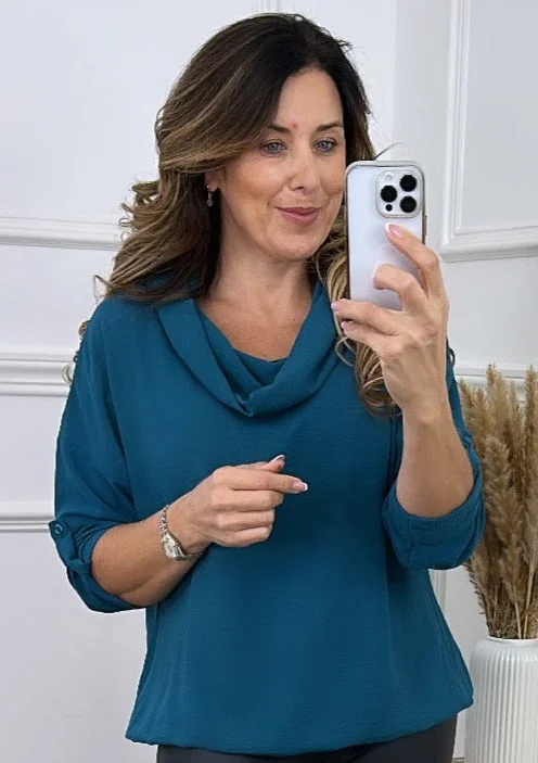 Silvy Teal Snood Neck Tunic