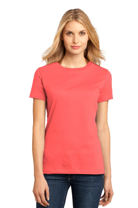 District Womens Perfect Weight Short Sleeve Crewneck T-Shirt - Coral - Closeout