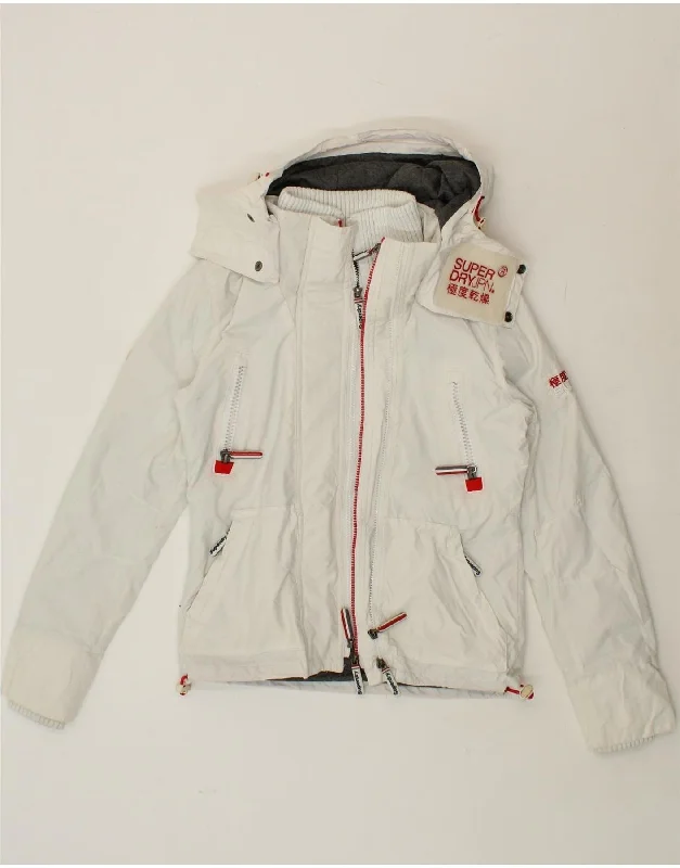 SUPERDRY Womens Hooded Windbreaker Jacket UK 6 XS White Polyester