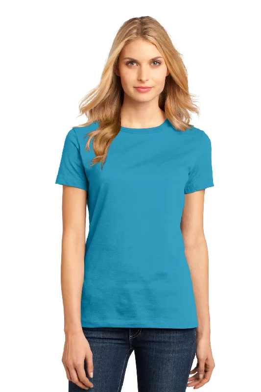 District Womens Perfect Weight Short Sleeve Crewneck T-Shirt - Bright Turquoise Blue - Closeout