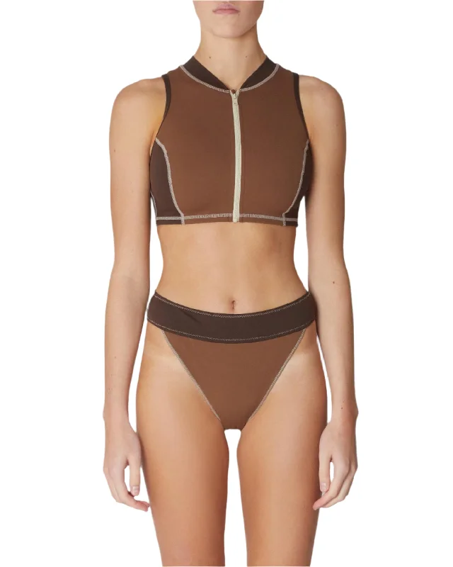 THE CONTOUR ZIP CROP - TORTOISE