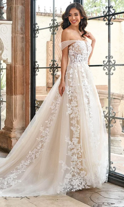 Rachel Allan RB4185 - Floral Embroidered Plunging Bridal Gown