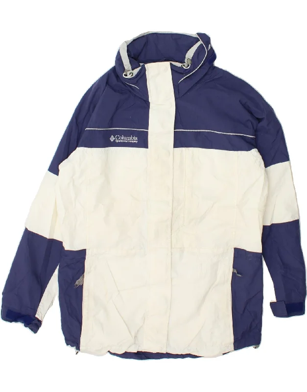 COLUMBIA Womens Hooded Windbreaker Jacket UK 16 Large White Colourblock