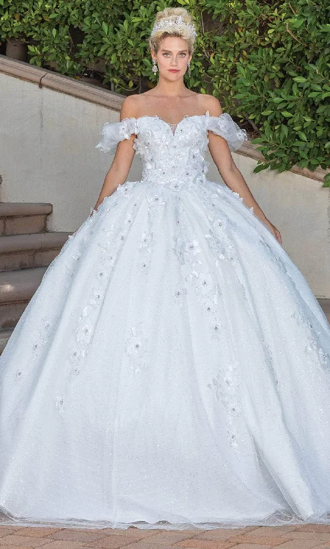 Dancing Queen 1806 - Off-Shoulder 3D floral Embellished Ballgown