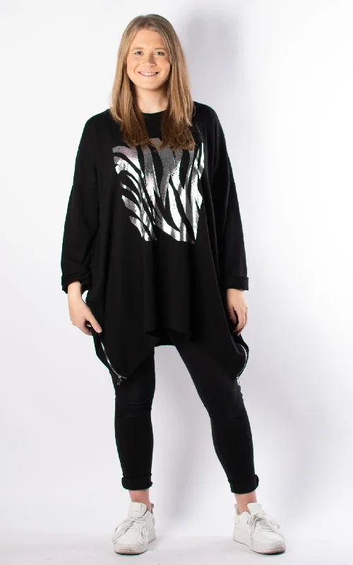 Pam Side Zip Tunic | Black