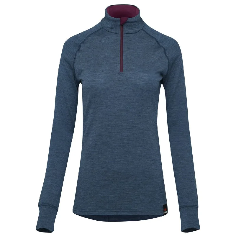 Womens Merino 200 Long Sleeve Zip Neck (Denim)