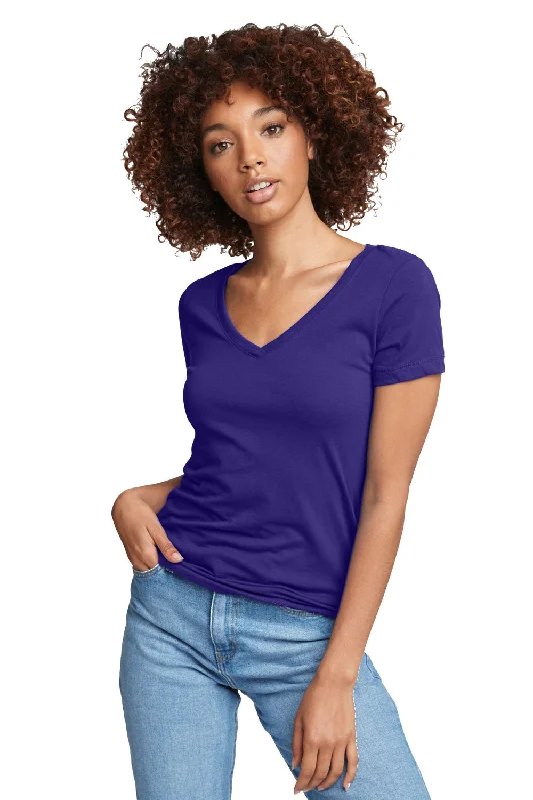 Next Level Womens Ideal Jersey Short Sleeve V-Neck T-Shirt - Purple Rush