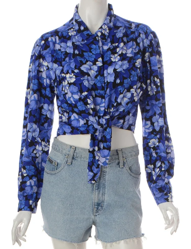 Label Jessie Cropped Patterned Shirt With Tie Front