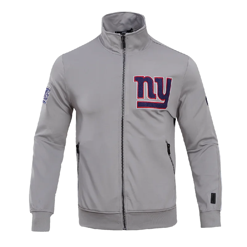 NFL NEW YORK GIANTS CLASSIC MEN'S DOUBLE KNIT TRACK JACKET (GRAY)