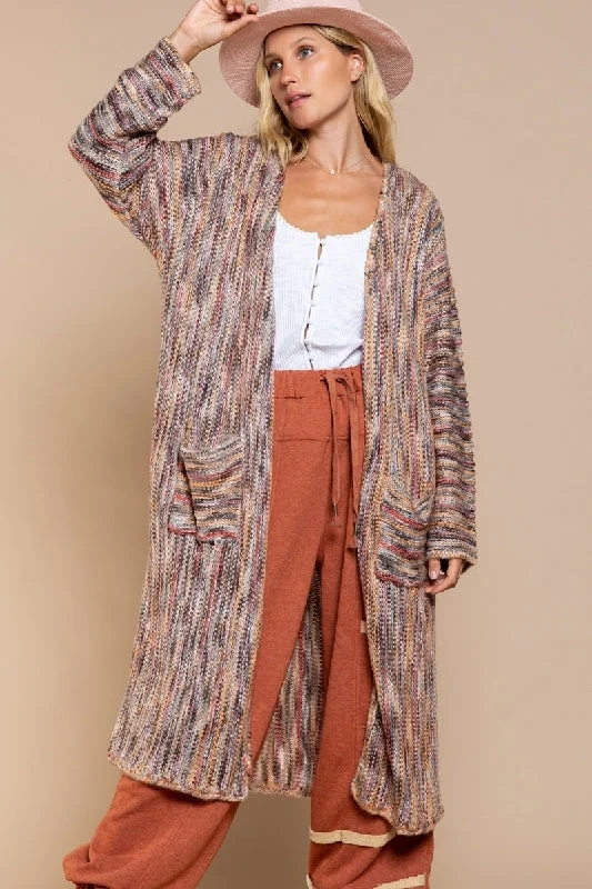 POL Long Cardigan - Orange Multi