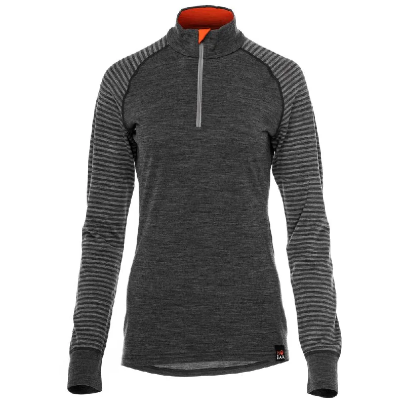 Womens Merino 200 Long Sleeve Zip Neck (Stripe Smoke/Charcoal)