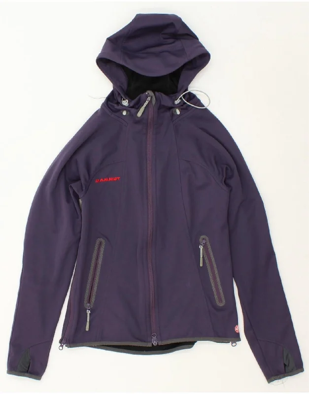 MAMMUT Womens Hooded Bomber Jacket UK 10 Small Navy Blue Polyester