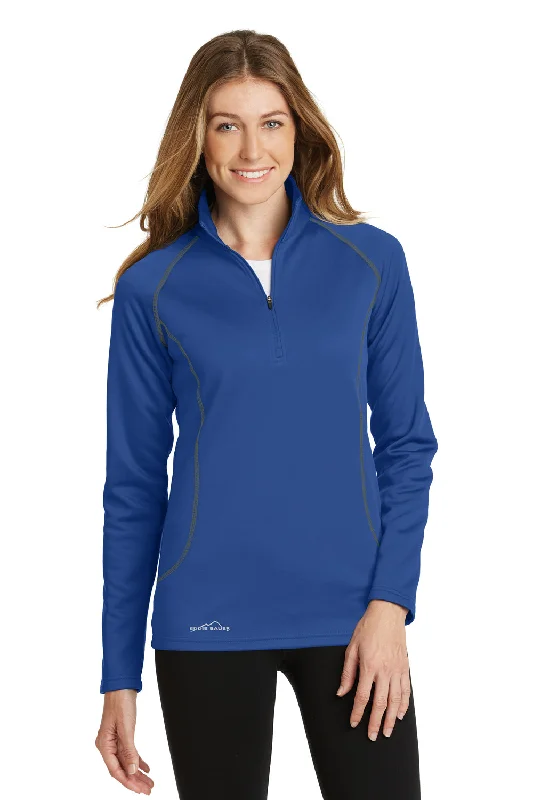 Eddie Bauer Womens Smooth Fleece 1/4 Zip Sweatshirt - Cobalt Blue - Closeout