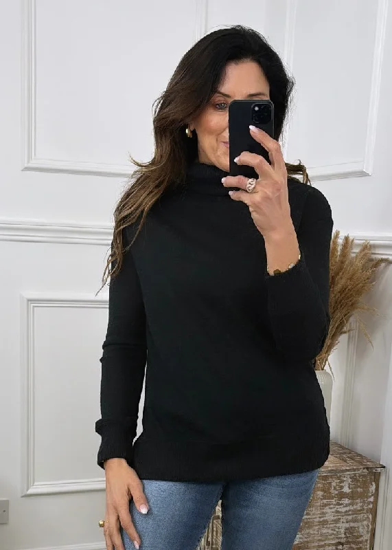 Talia Black Melange Knitted Top