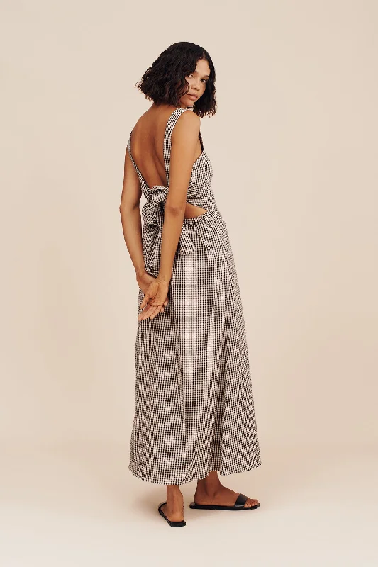 AMELIA SQUARE NECK DRESS - GINGHAM